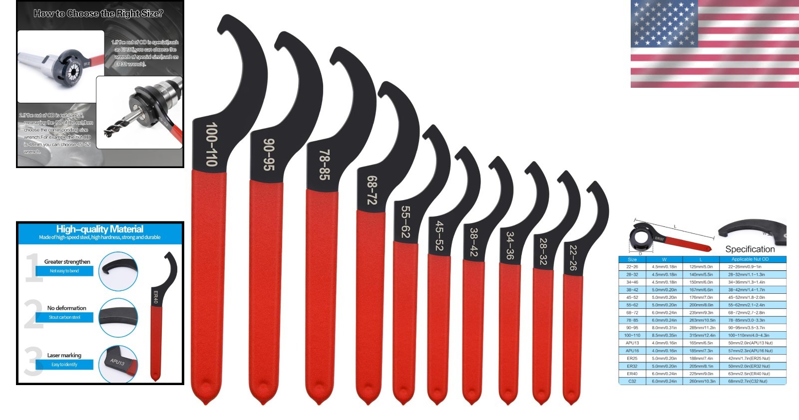 Heavy Duty Spanner Wrench Set – 10pcs for Adjustments
