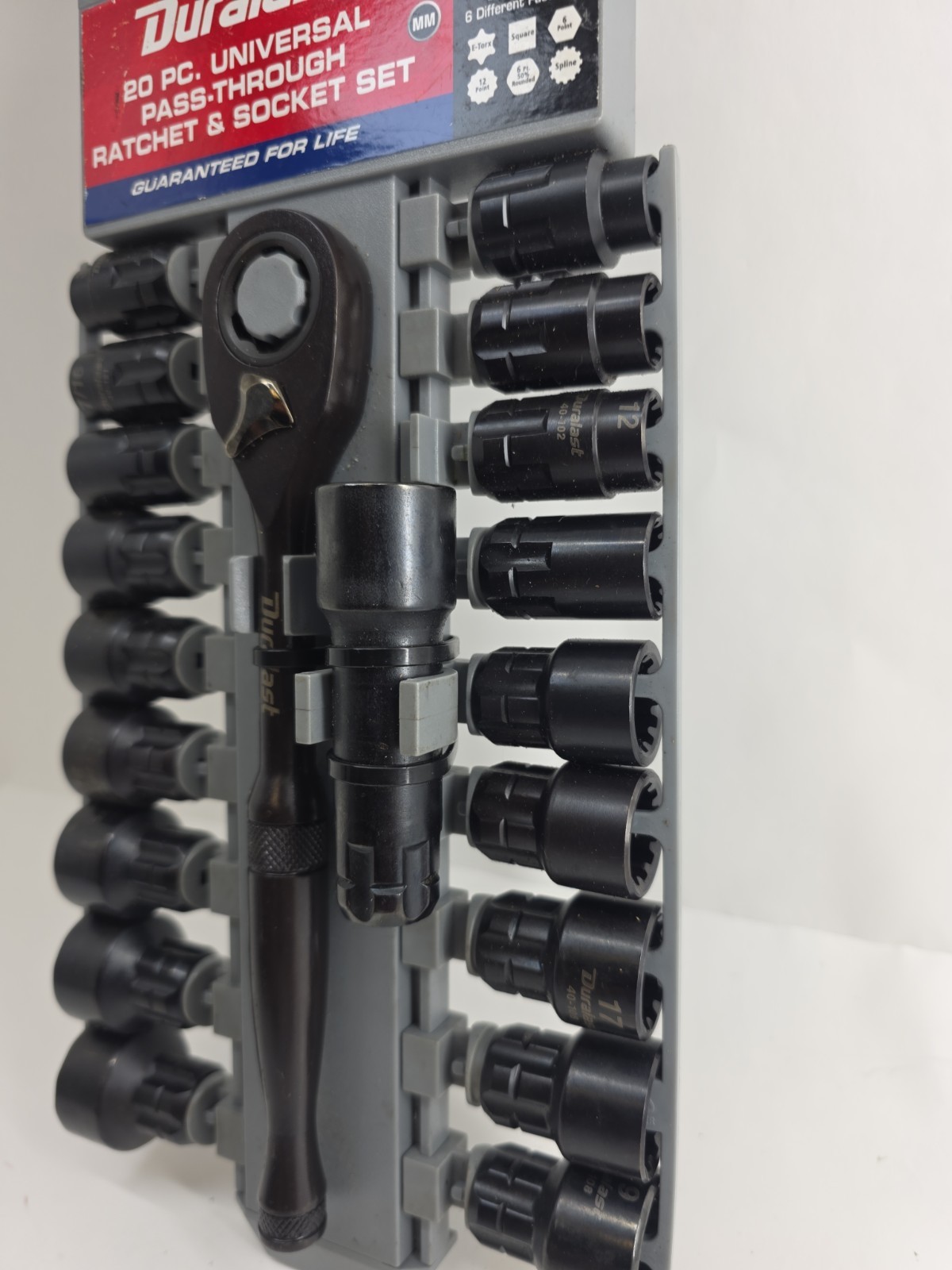 Duralast 61-105 20m pc universal pass-thru ratchet and socket set sae and metric