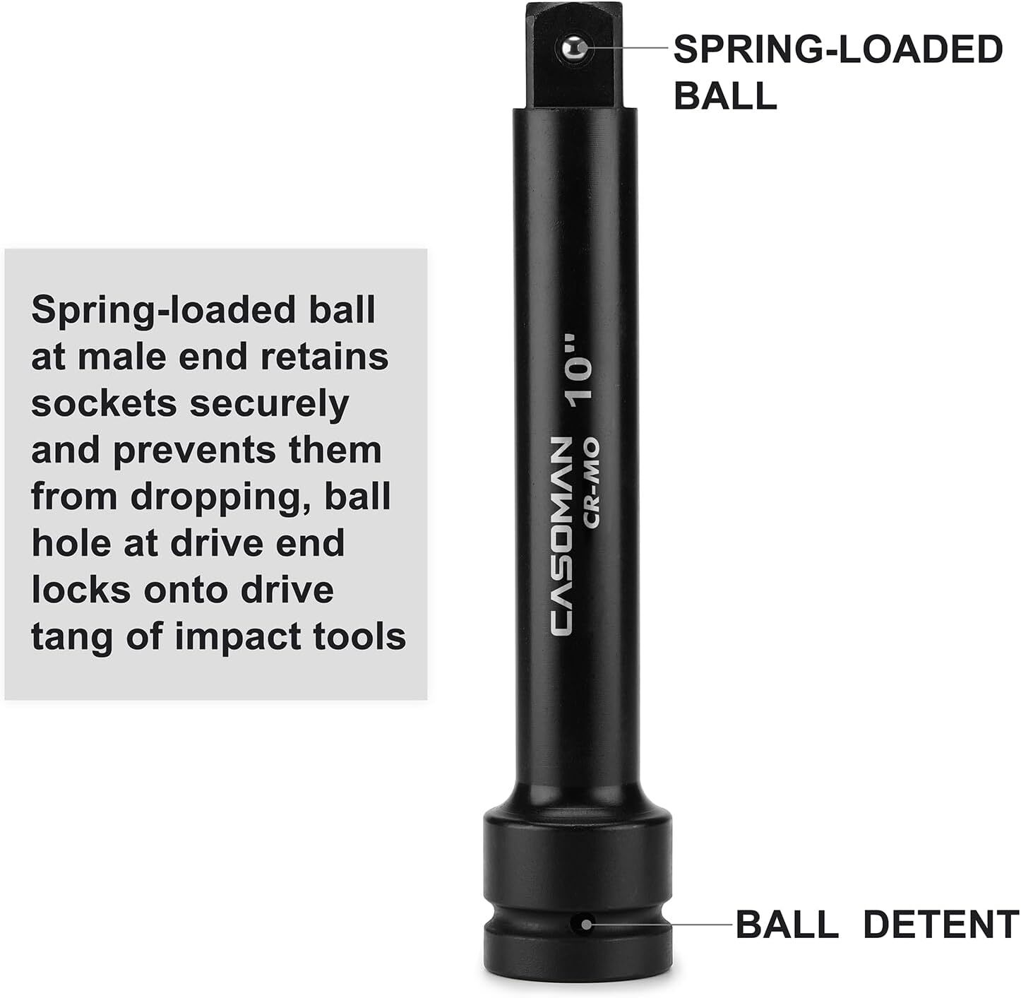CASOMAN 1-Inch Drive Impact Extension Bars, Length: 6″ & 10″, Impact Socket Exte