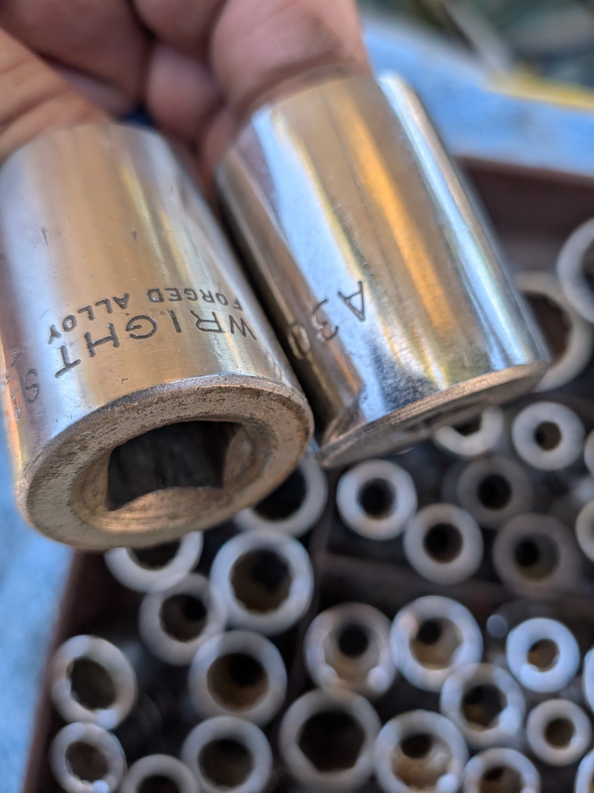 Lot of 70 + 1/2″ Dr Sockets SAE & some Metric Craftsman Thorsen Wright & More