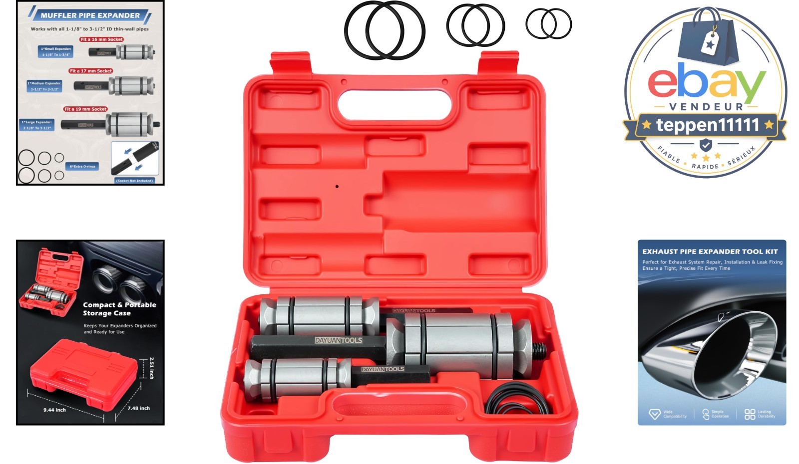 Exhaust Pipe Expander Tool Set 1-1/8» to 3-1/2»
