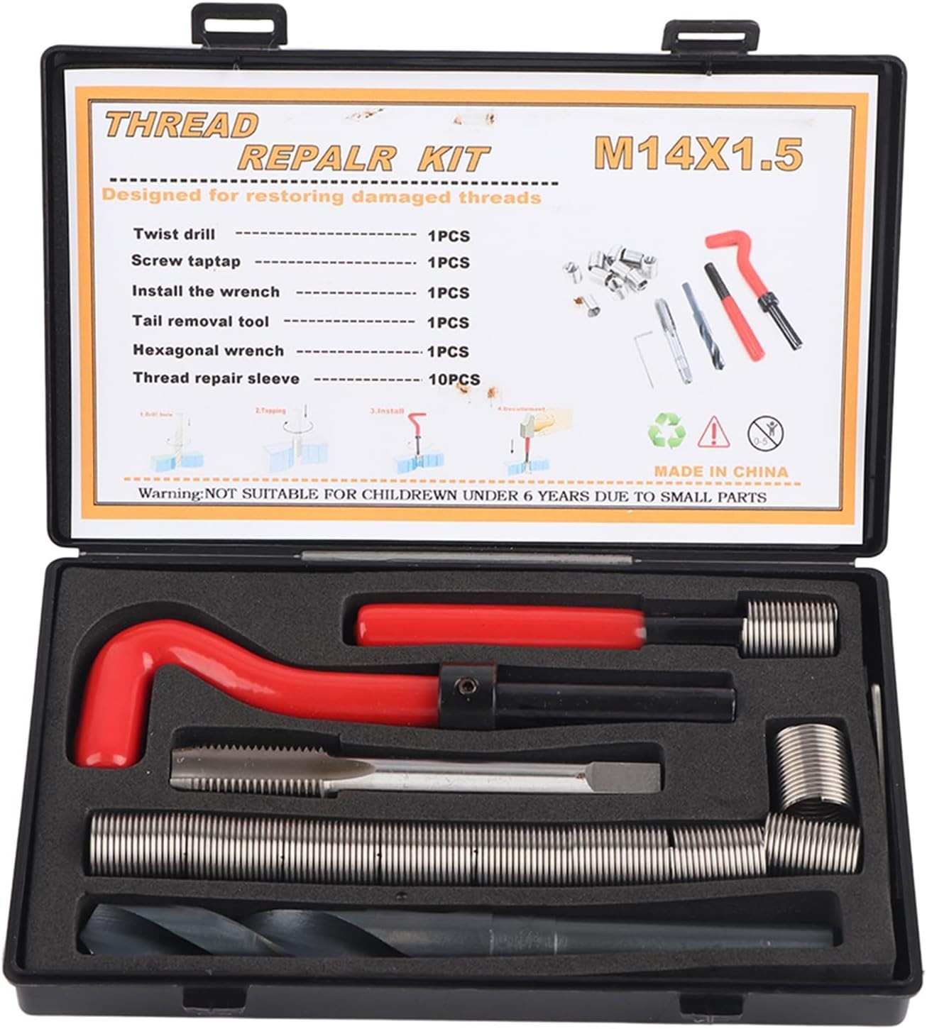 Helicoil Thread Repair Kit M14x1.5 Female Repairing Accessory…