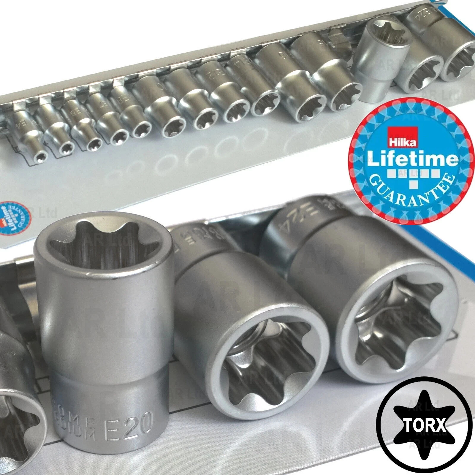 Hilka Female TORX Bit STAR E Socket Set. 1/4″ 3/8″ & 1/2″ Dr. Lifetime Guarantee