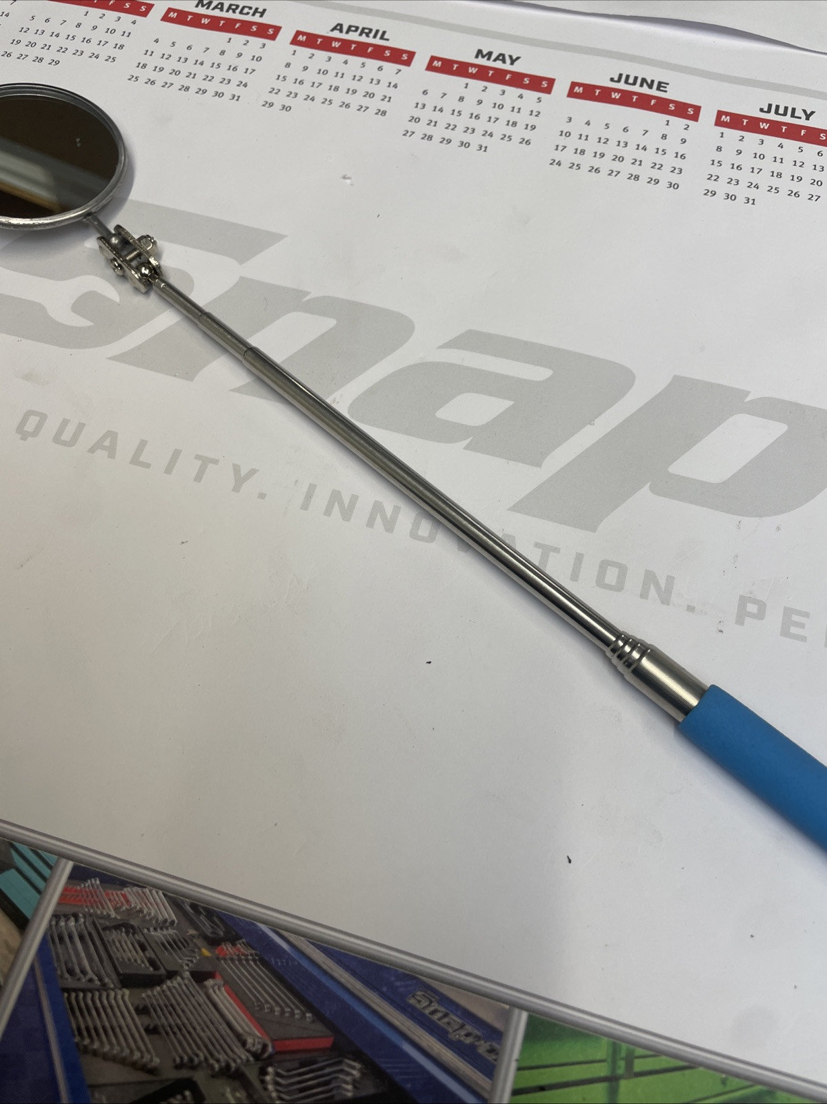 blue point 3ft extending mirror easy carry pocket size adjustable Snapon Blue