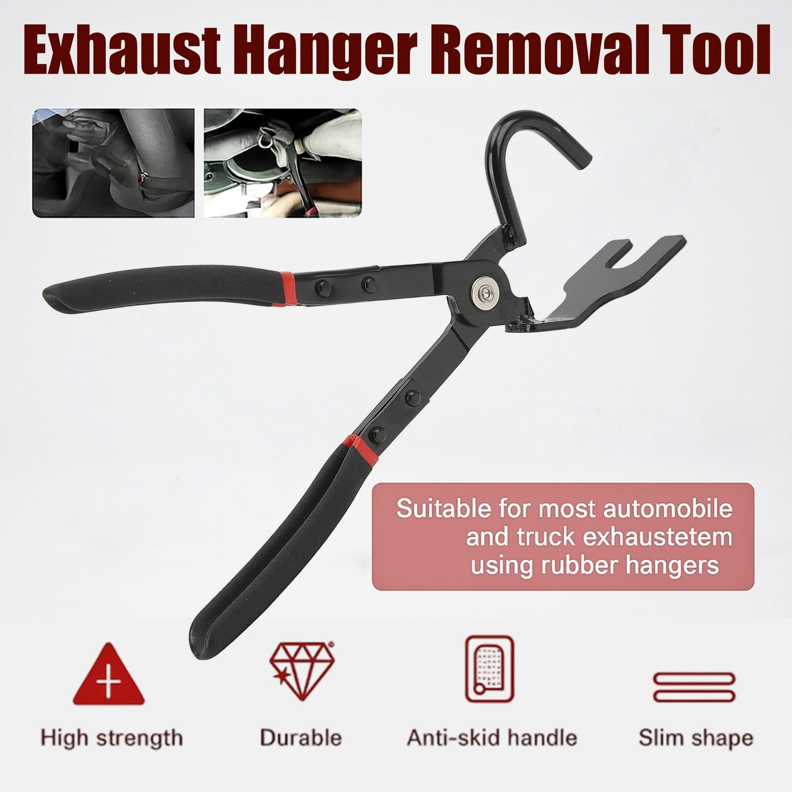 Exhaust Hanger Pliers, Rubber Exhaust Hanger Removal Tool, Universal Cars