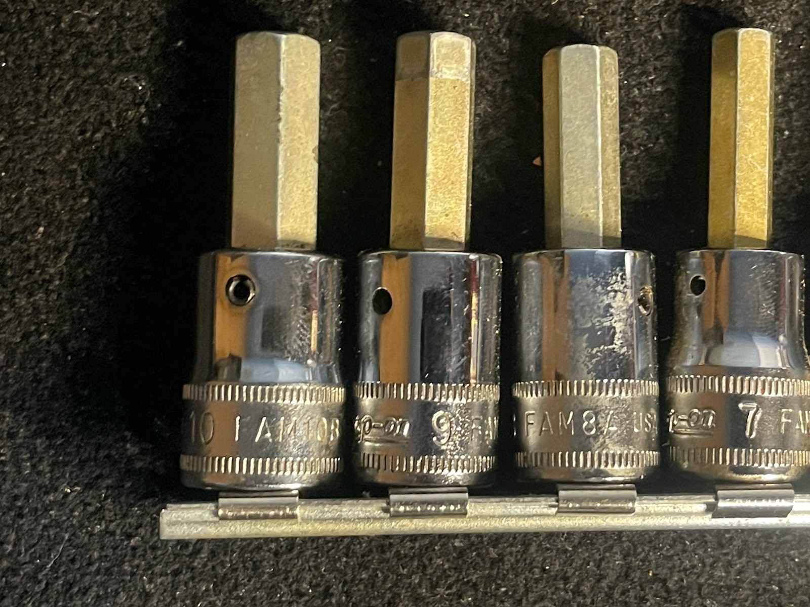 Snap On NEW 7 Piece 3/8″ Drive Metric Hex Bit Socket Set 4MM To 10MM FAM Series