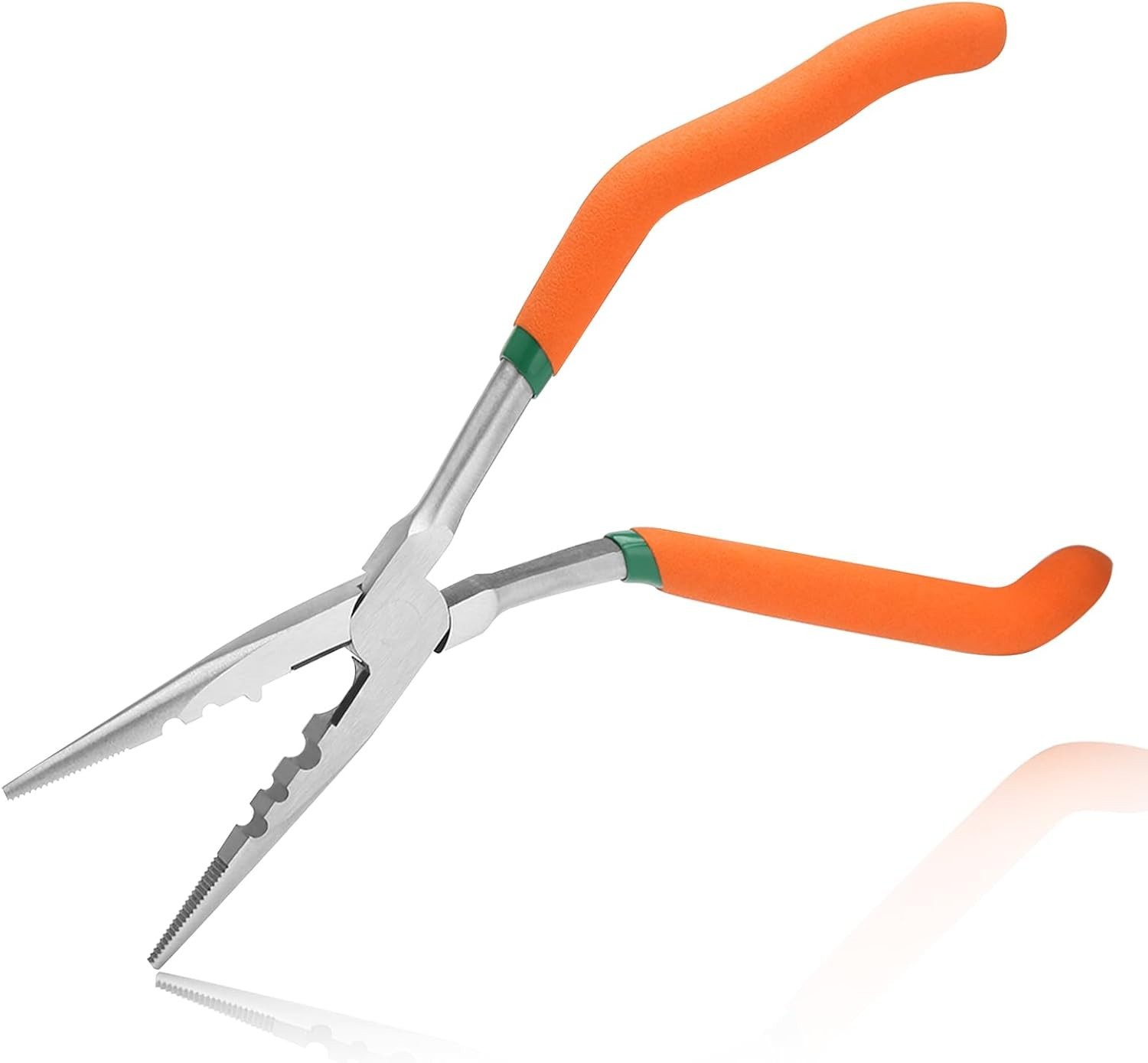 9 Inches Pistol Grip Long Nose Pliers with Crimper and Wire Cutter Offset Pistol