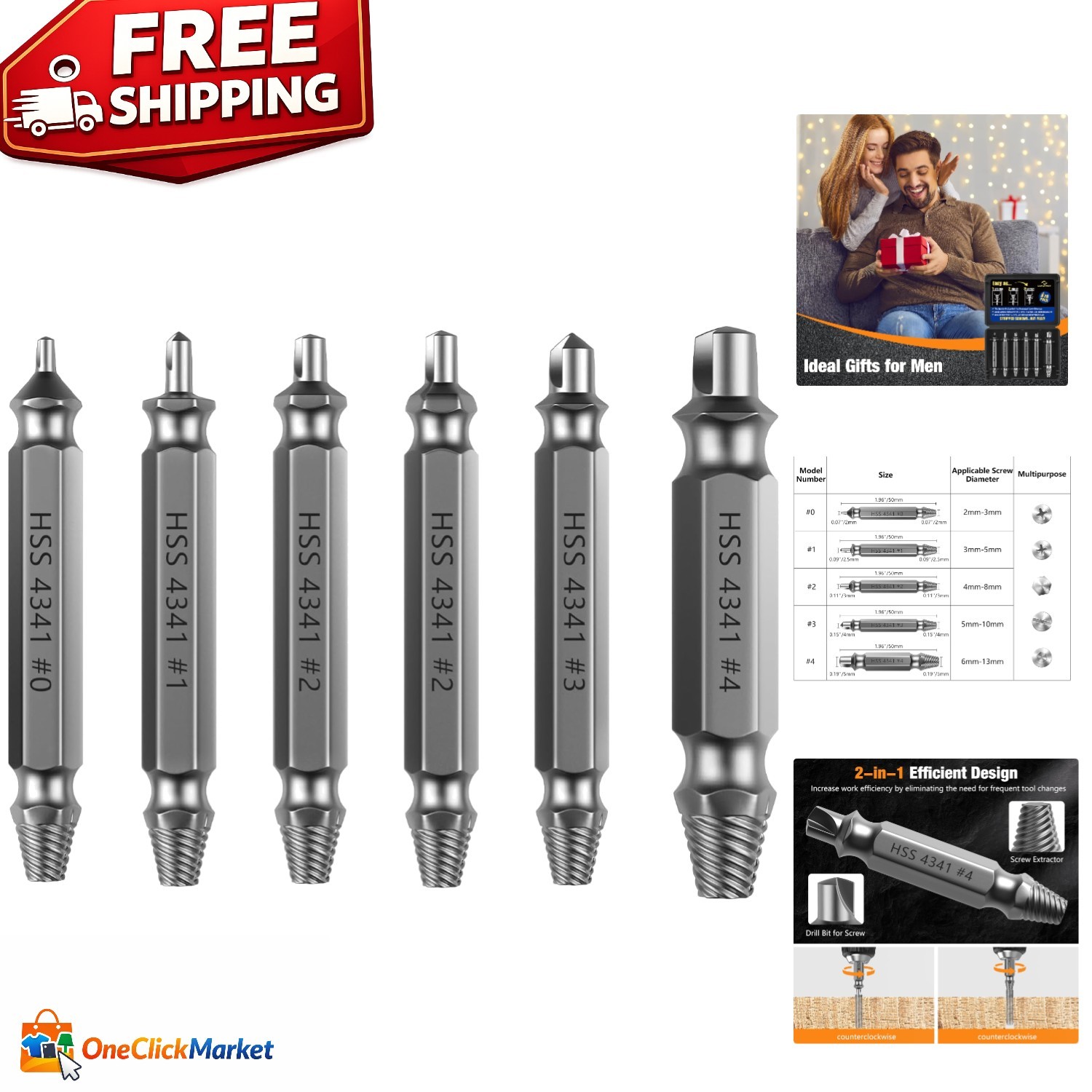 Ultimate 6-Piece Screw Extractor Kit – Dual-Head Design for Easy Repairs