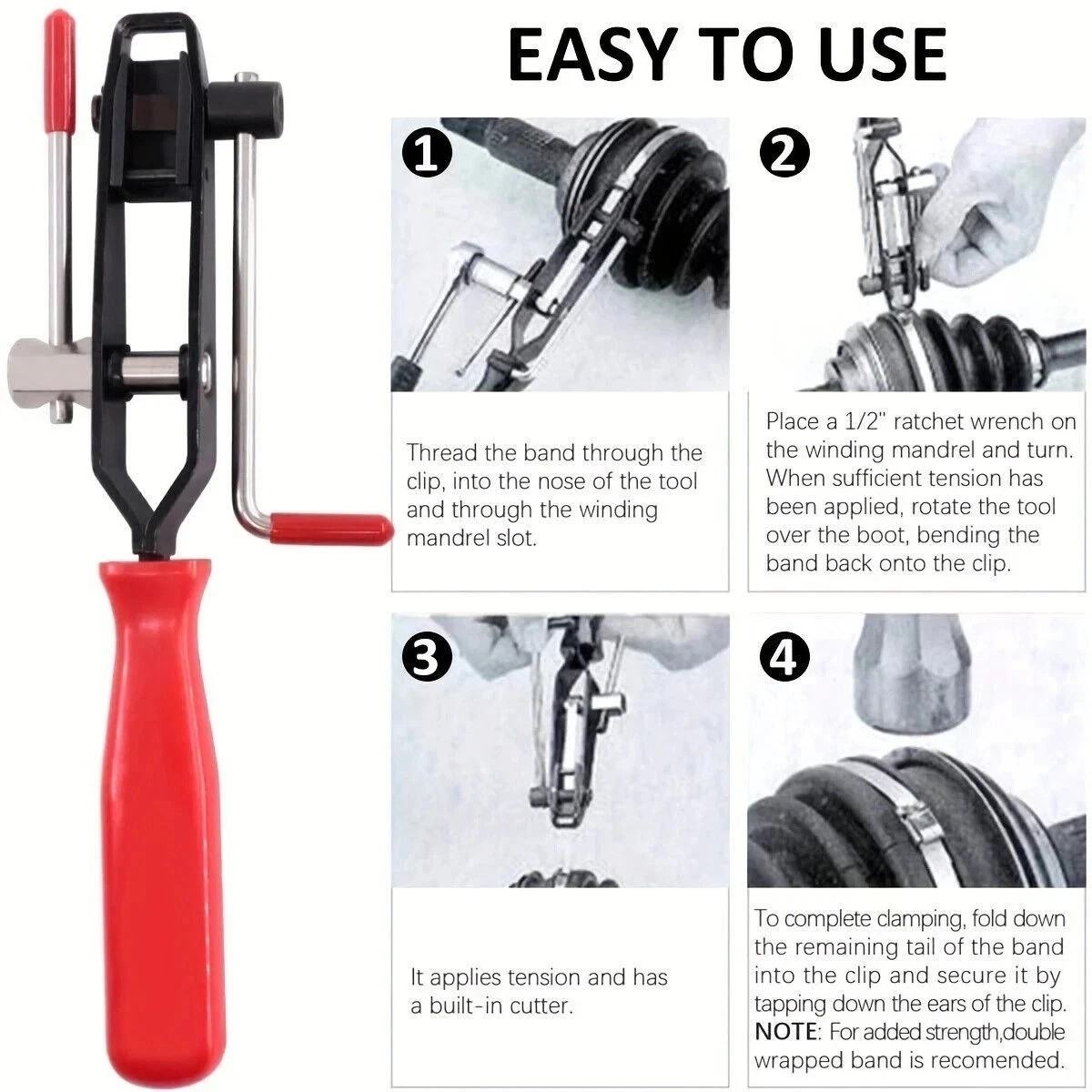 2Pcs CV Joint Boot Clamp Pliers Ear Type Banding Cutter Plier w 20PCS of Clips