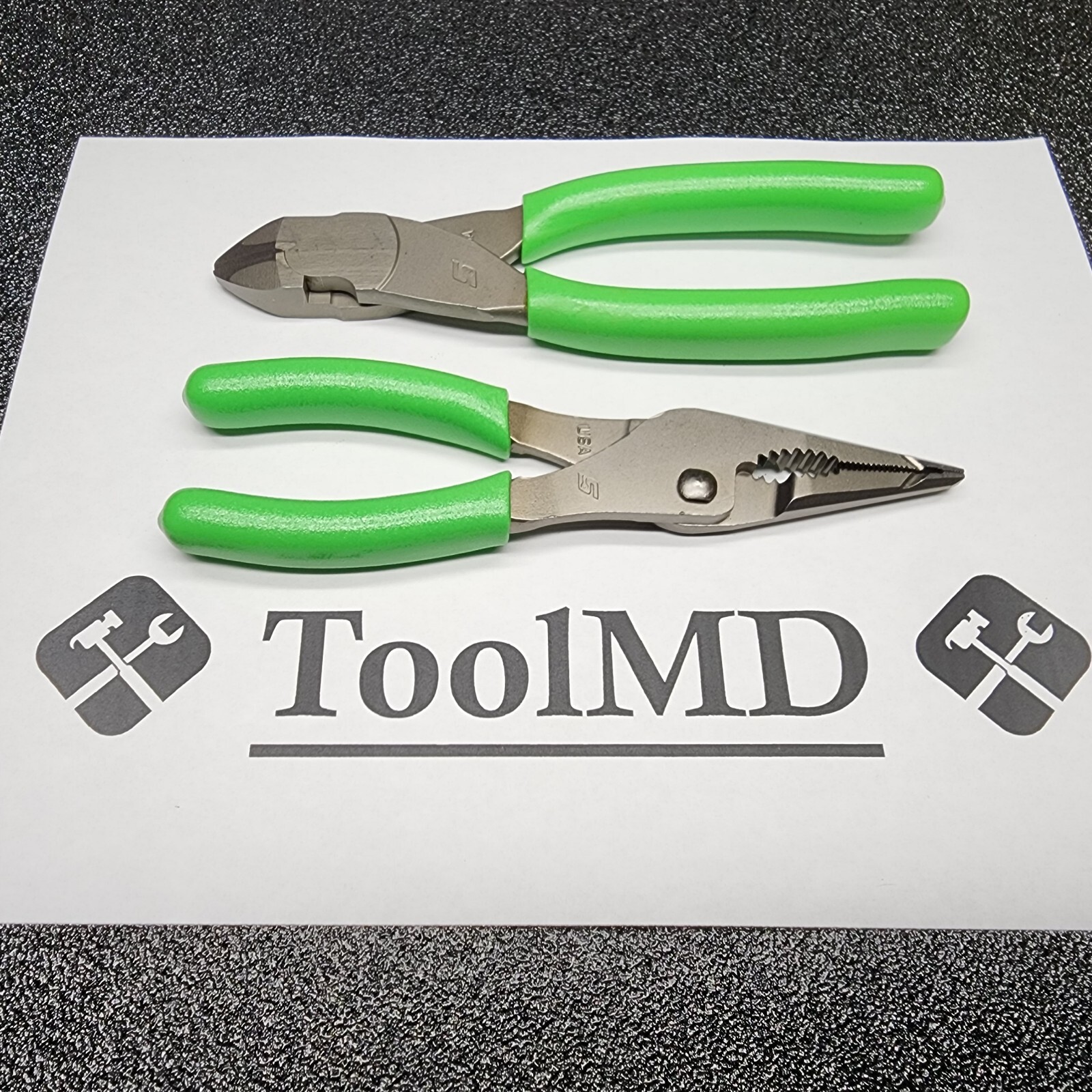 Snap-on Tools 2pc GREEN 7″ Long Nose Slip-Joint Pliers & Diagonal Cutter LN46ACF