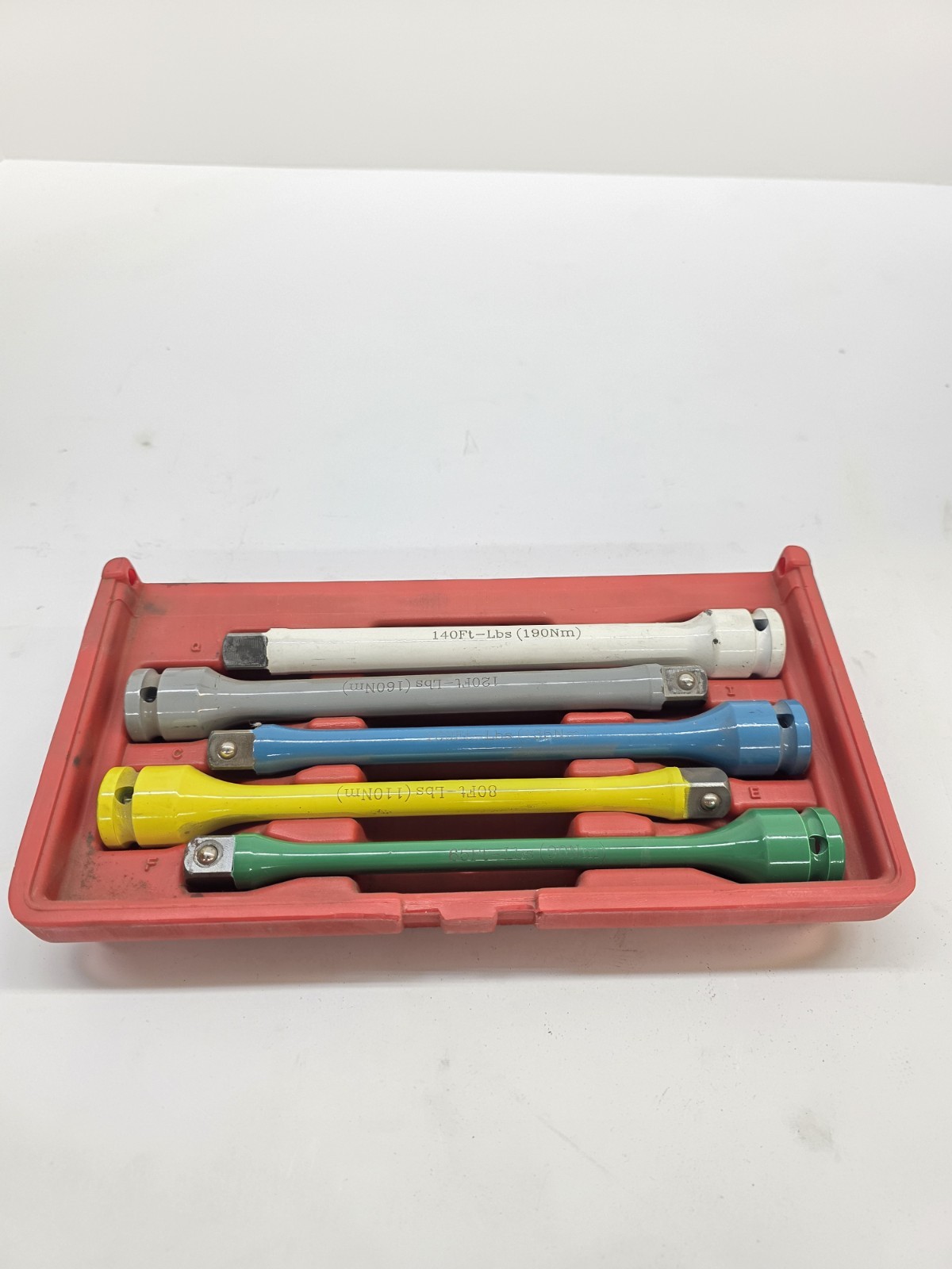 1/2″ Impact Torque Sticks Torque Limiting Extension Bar Set Color Coded 5-Piece