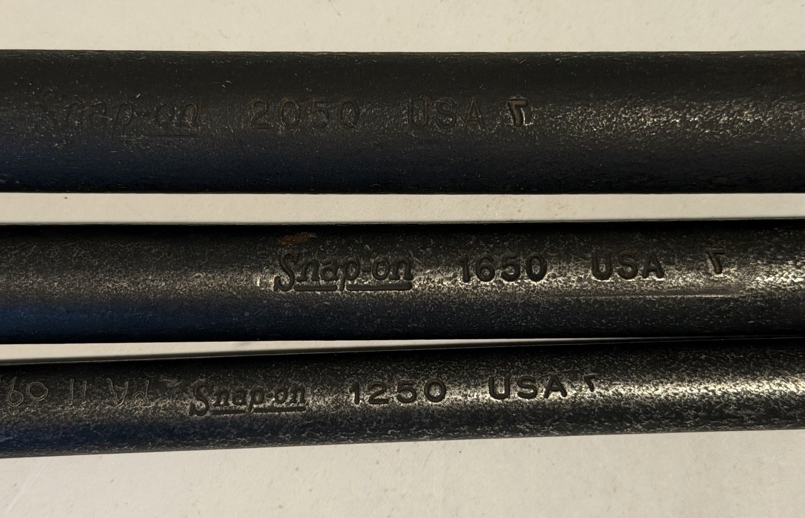 Snap On Tools 3 Pc Set Lady Foot Pry Bars Fixed Rolling Head 1250 1650 2050