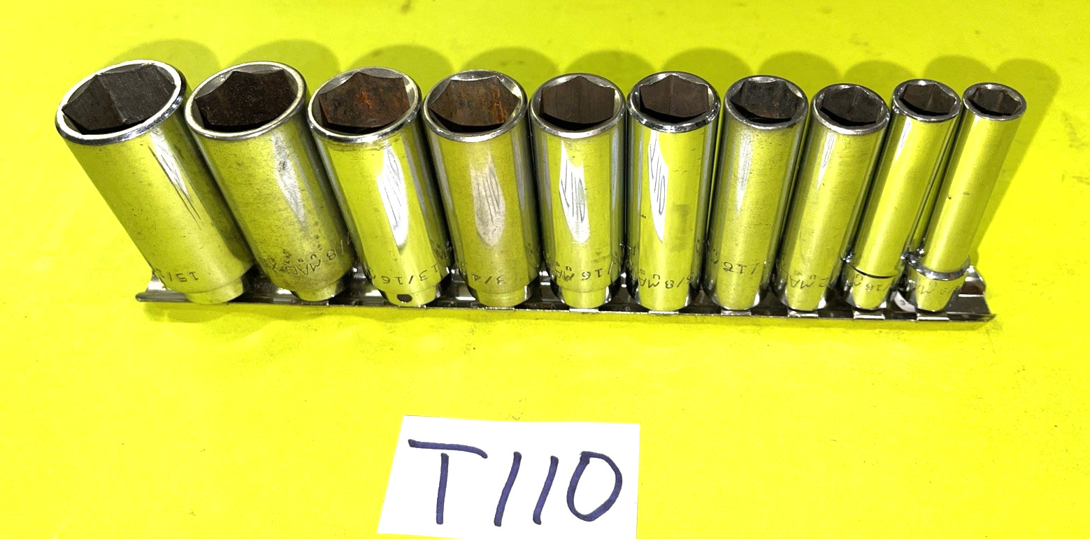 MAC TOOLS 10 PIECE 3/8 DRIVE DEEP SAE SOCKET SET 3/8 TO 15/16 SHIPPED FREE IN US