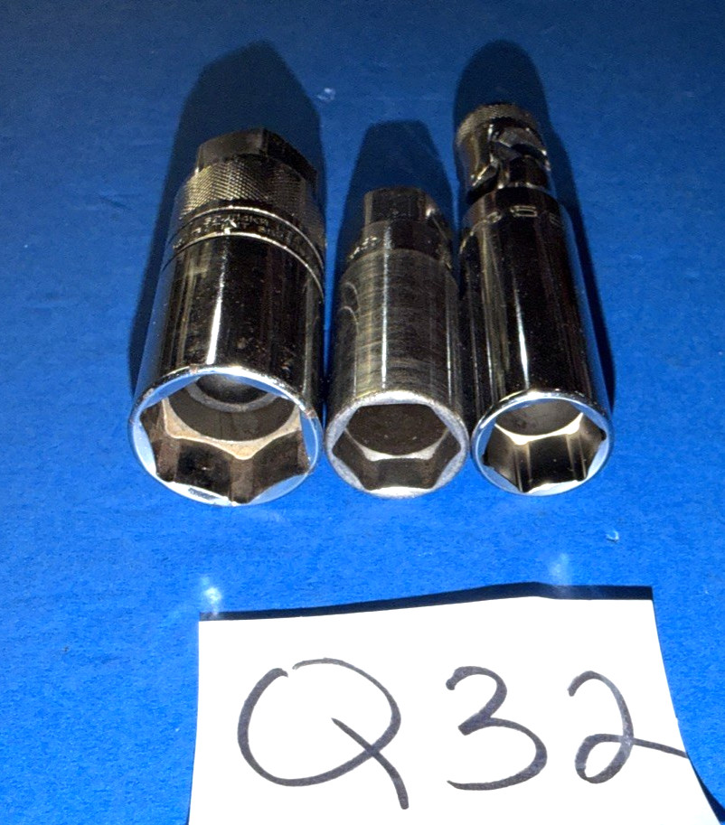 SNAP-ON TOOLS 3 PIECE 3/8 DRIVE SPARK PLUG SOCKETS 1 NEW 2 USED