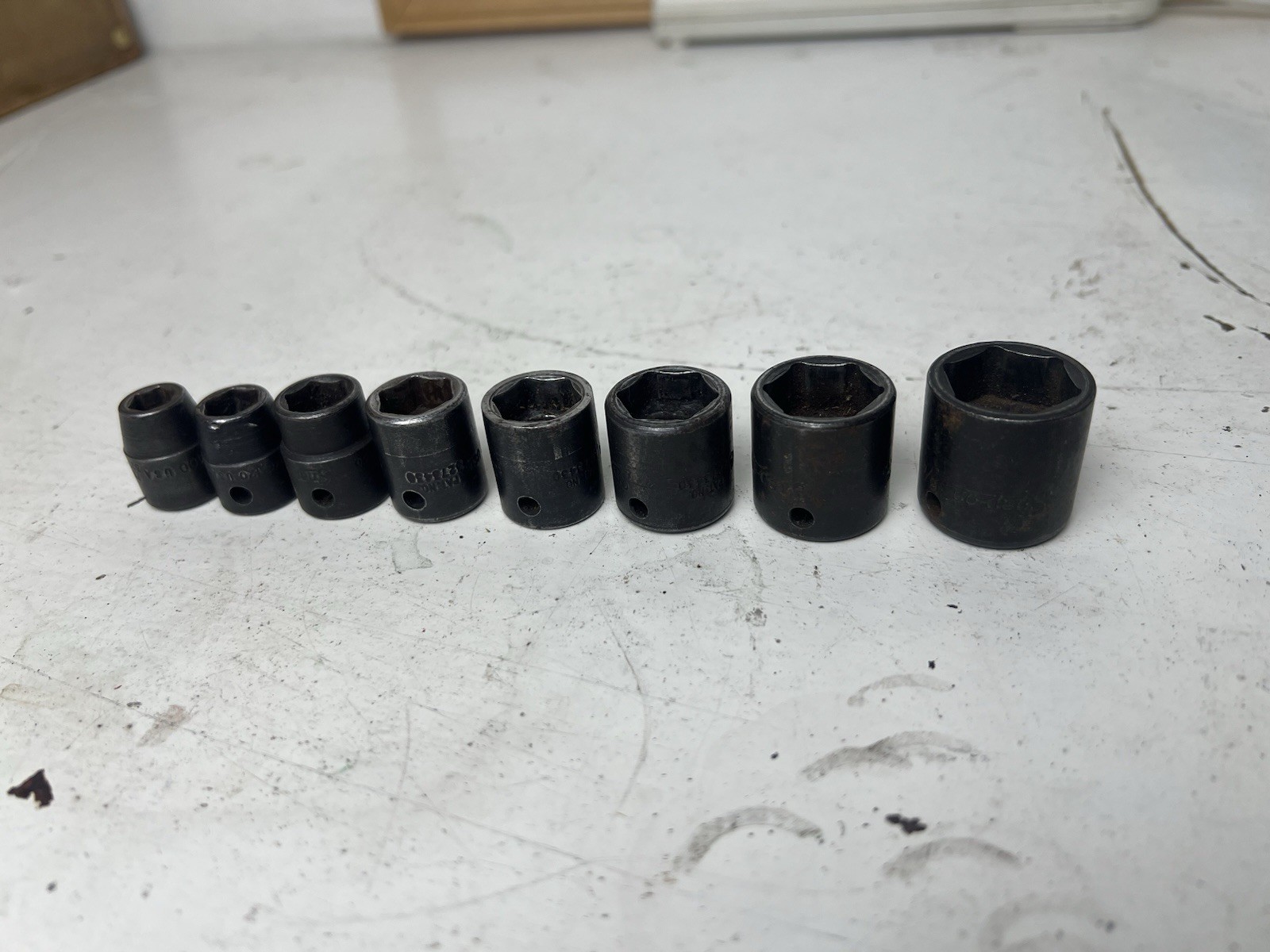 Vintage Snap-On PF100 Thru PF240 And IMF120 3/8” Drive, 5/16”-3/4” Sockets