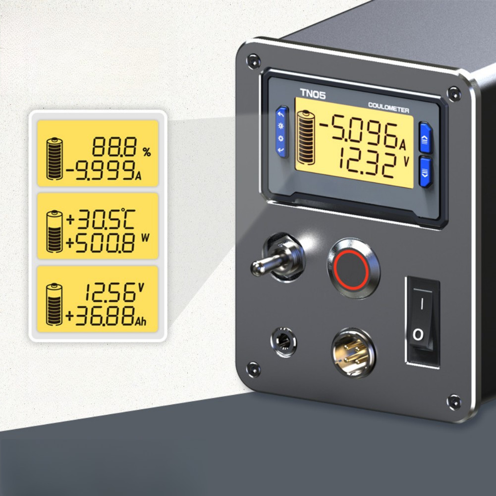 Black Grey Coulomb Meter Voltage Power Monitor Current Resolution 0.001A