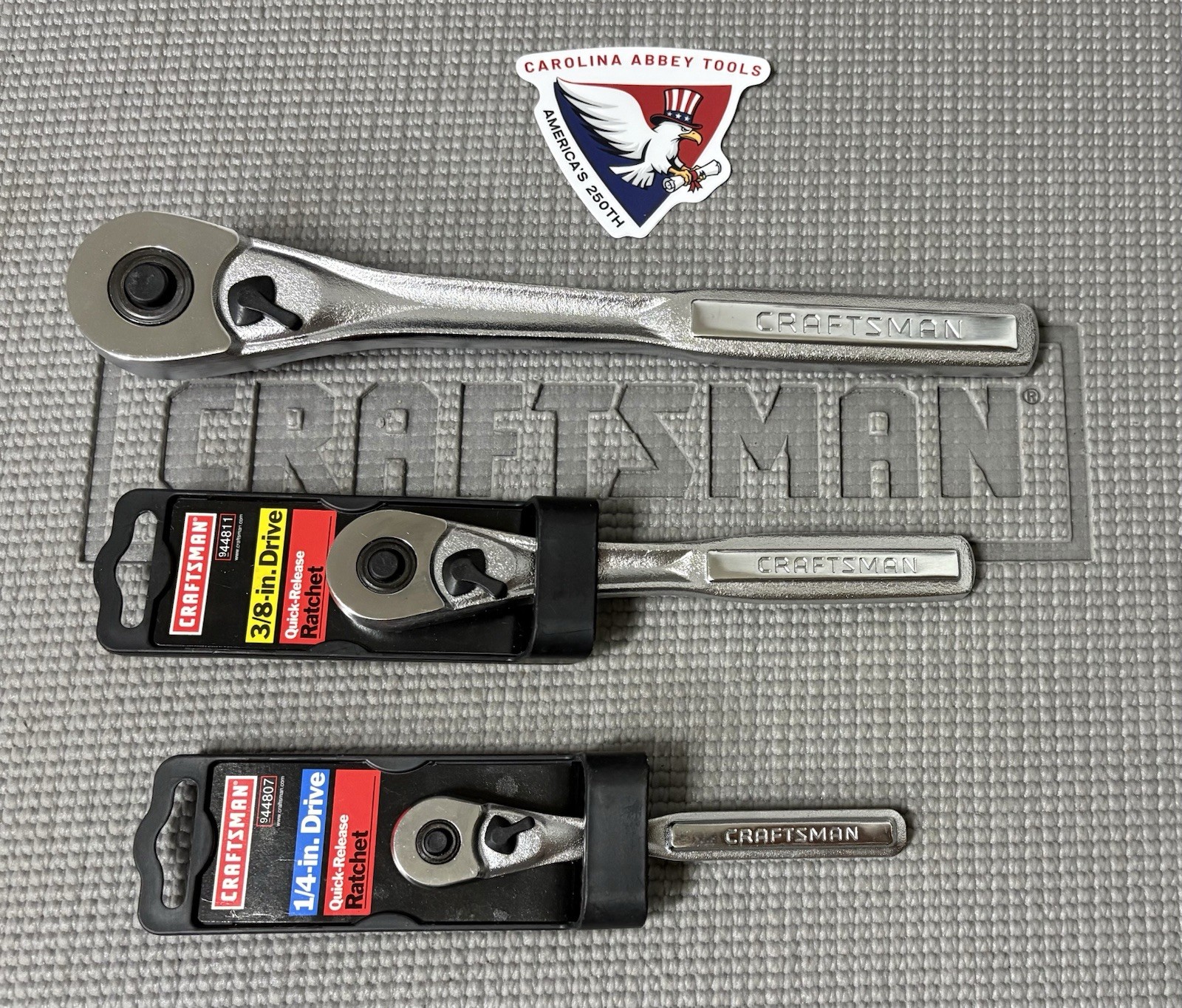 NOS Sears Craftsman USA 3pc Ratchet Set 1/2” Drive 44809 3/8” 44811 1/4” 44807