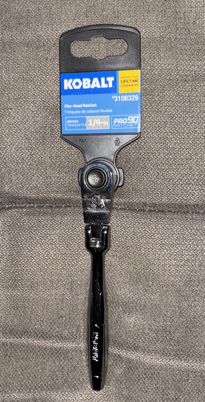 Kobalt⚙️90-Tooth 1/4-in Drive Full Polish Handle Flexible Head Ratchet #81746