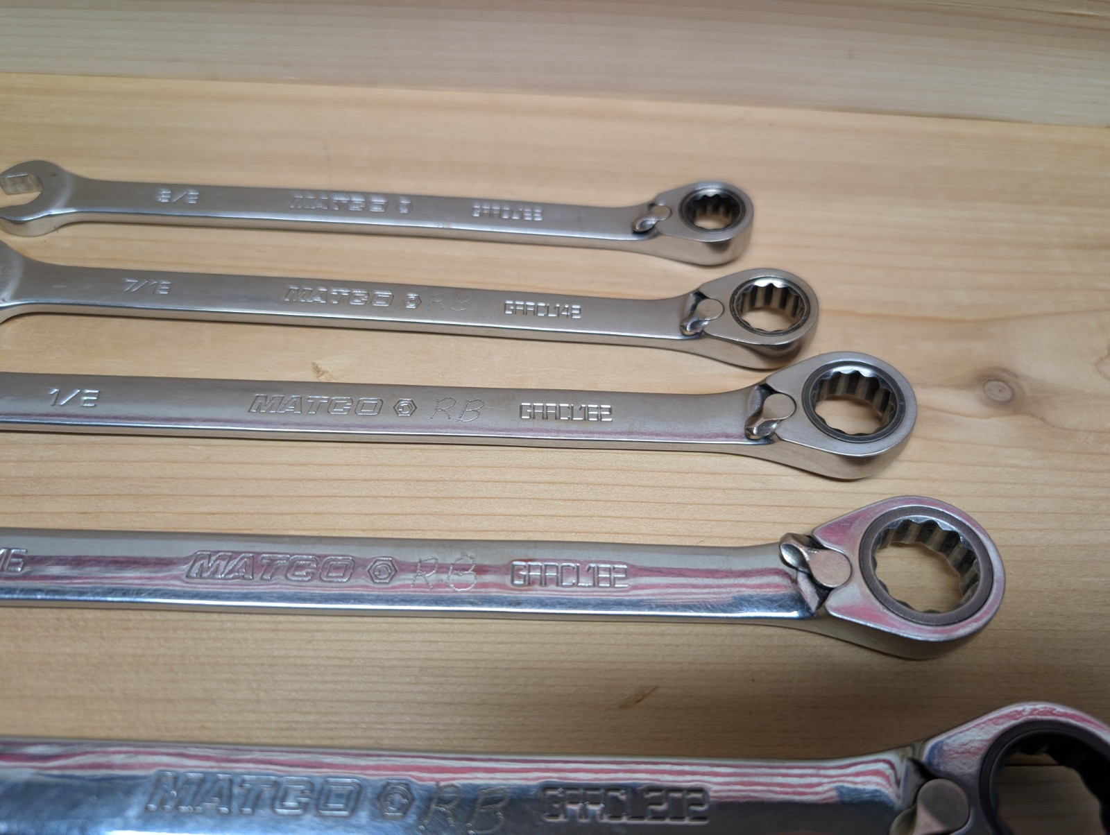 Matco Tools GRRCL 12 Point SAE Reversible Ratcheting Wrench Set USA 7 Piece