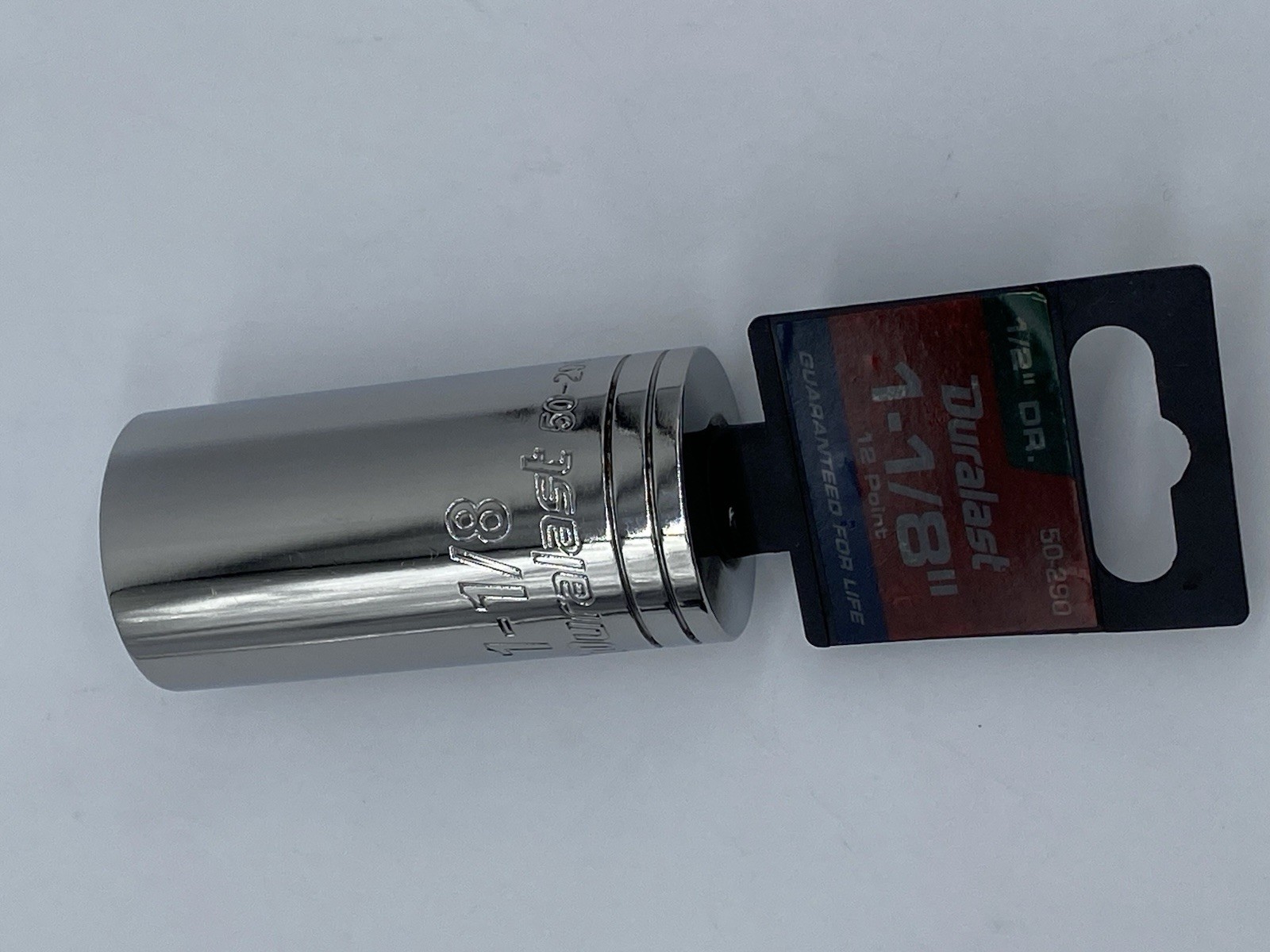 Duralast Chrome 1/2” Drive 1-1/8in Deep, 12pt. Socket, #50-290, NEW!