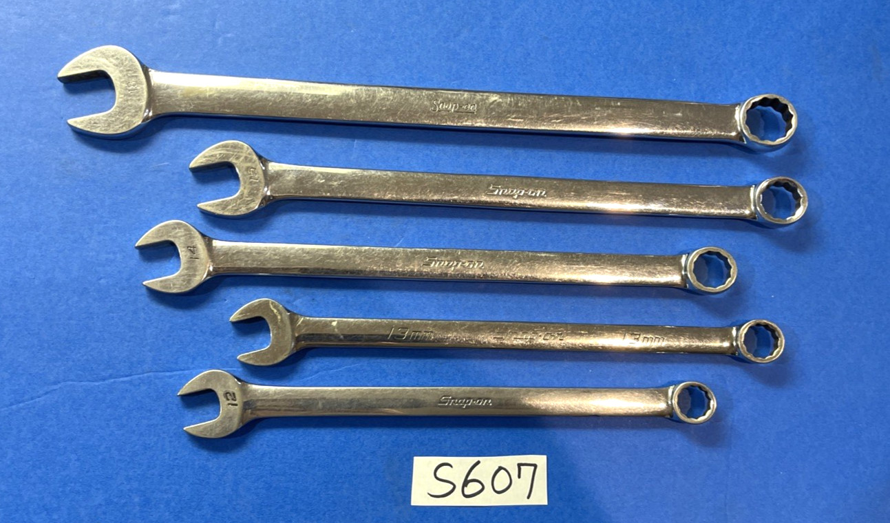 SNAP-ON TOOLS 5 PIECE METRIC EXTRA LONG COMBINATION WRENCHES 12mm 13, 14, 15, 18