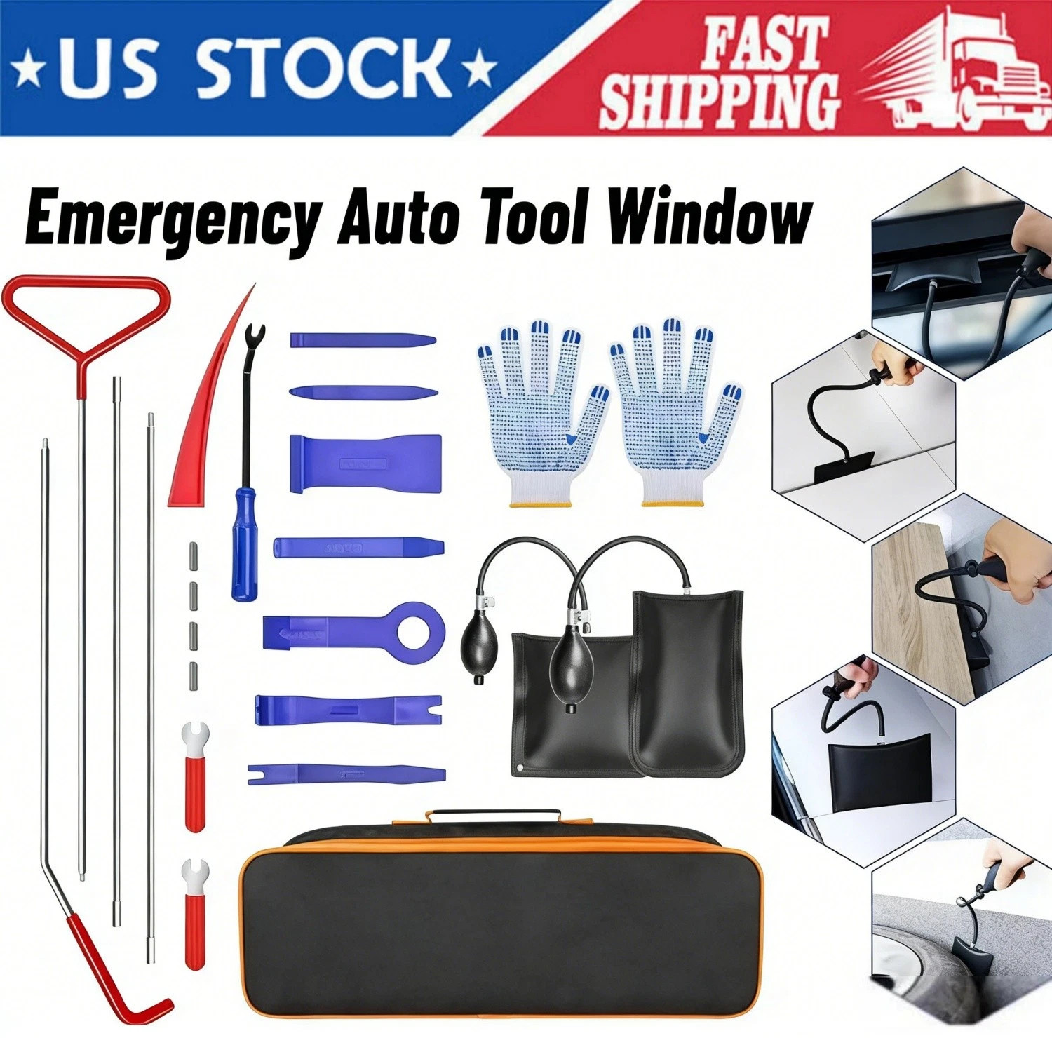 24PCS Professional Car Door Window Emergency Open Unlock Lock Out Auto Tool Kits