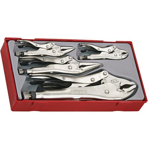 Teng Tools 5 Piece Power Grip Locking Plier Mole Set Long Nose Curved * Offer *