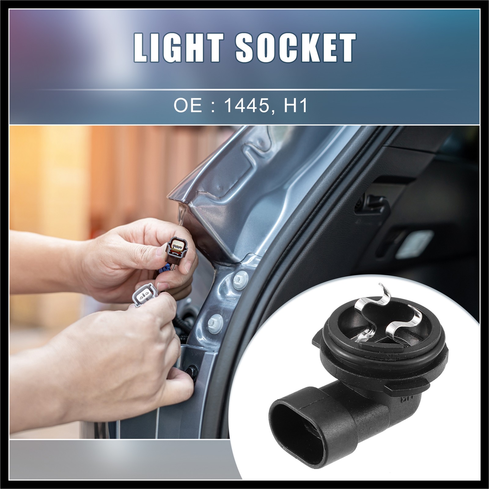 Fog Light Bulb Holder Socket 1445 H1 fit for Automotive Vehicle Plastic Black