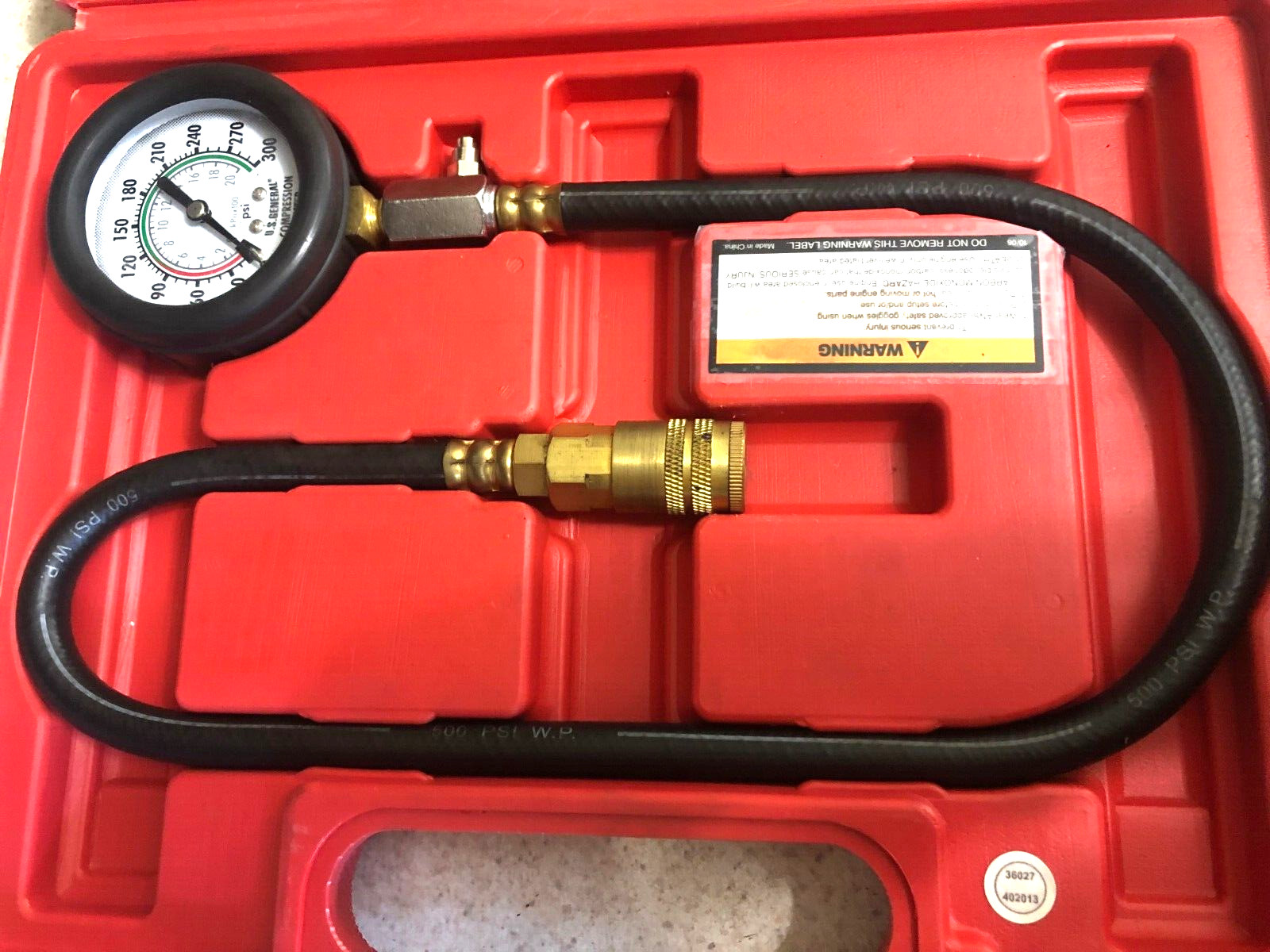 US GENERAL Universal Disconnect Compression Gauge Set 95187/ YTP006735 With Case