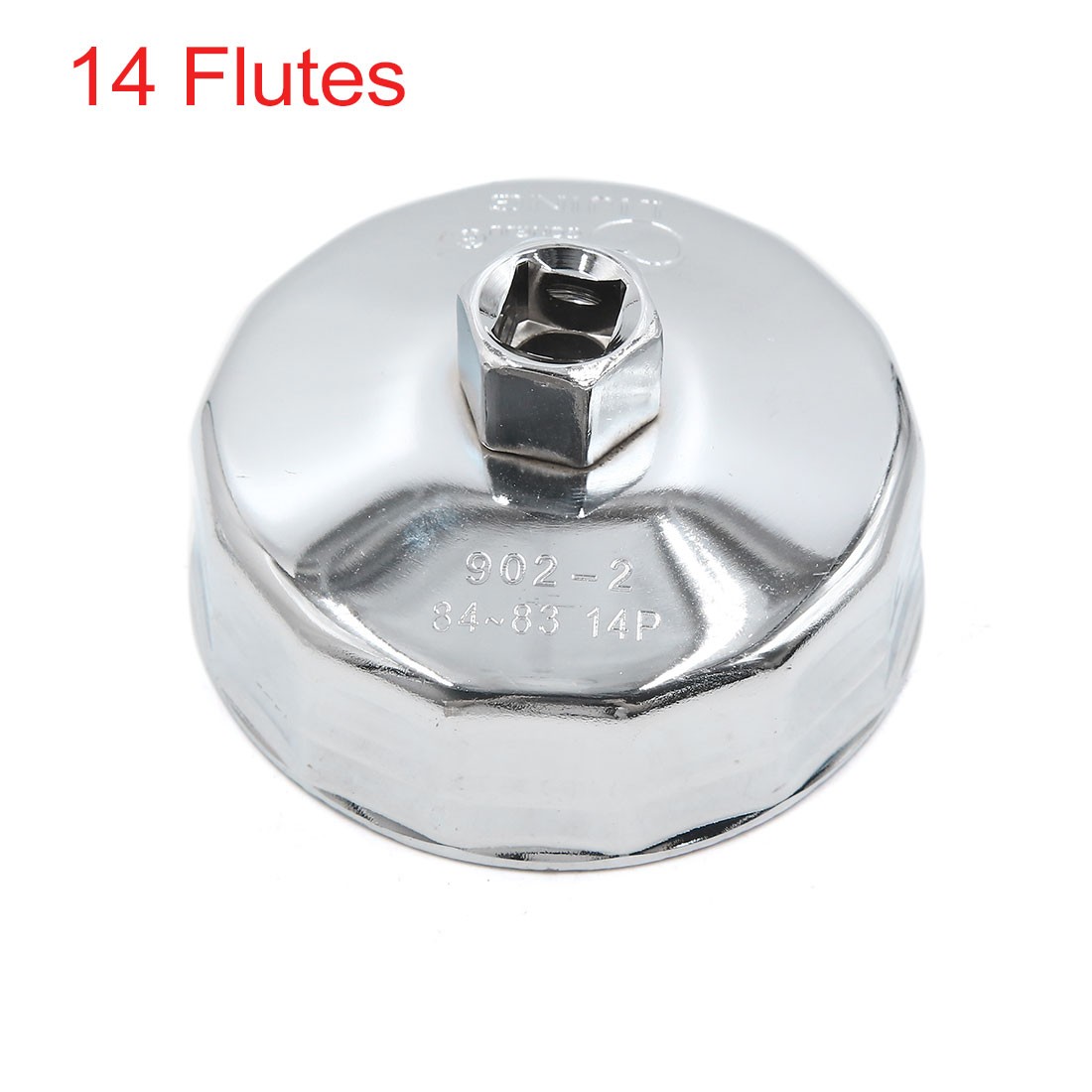 Silver Tone 83-84mm 14 Flutes Car Oil Filter Cap Housing Wrench Socket Remover