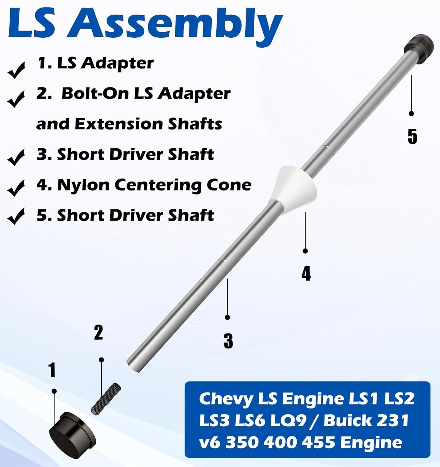 Precision LS Cam Bearing Install Tool Compatible with Chevy LS1 LS2 LS3 LS6
