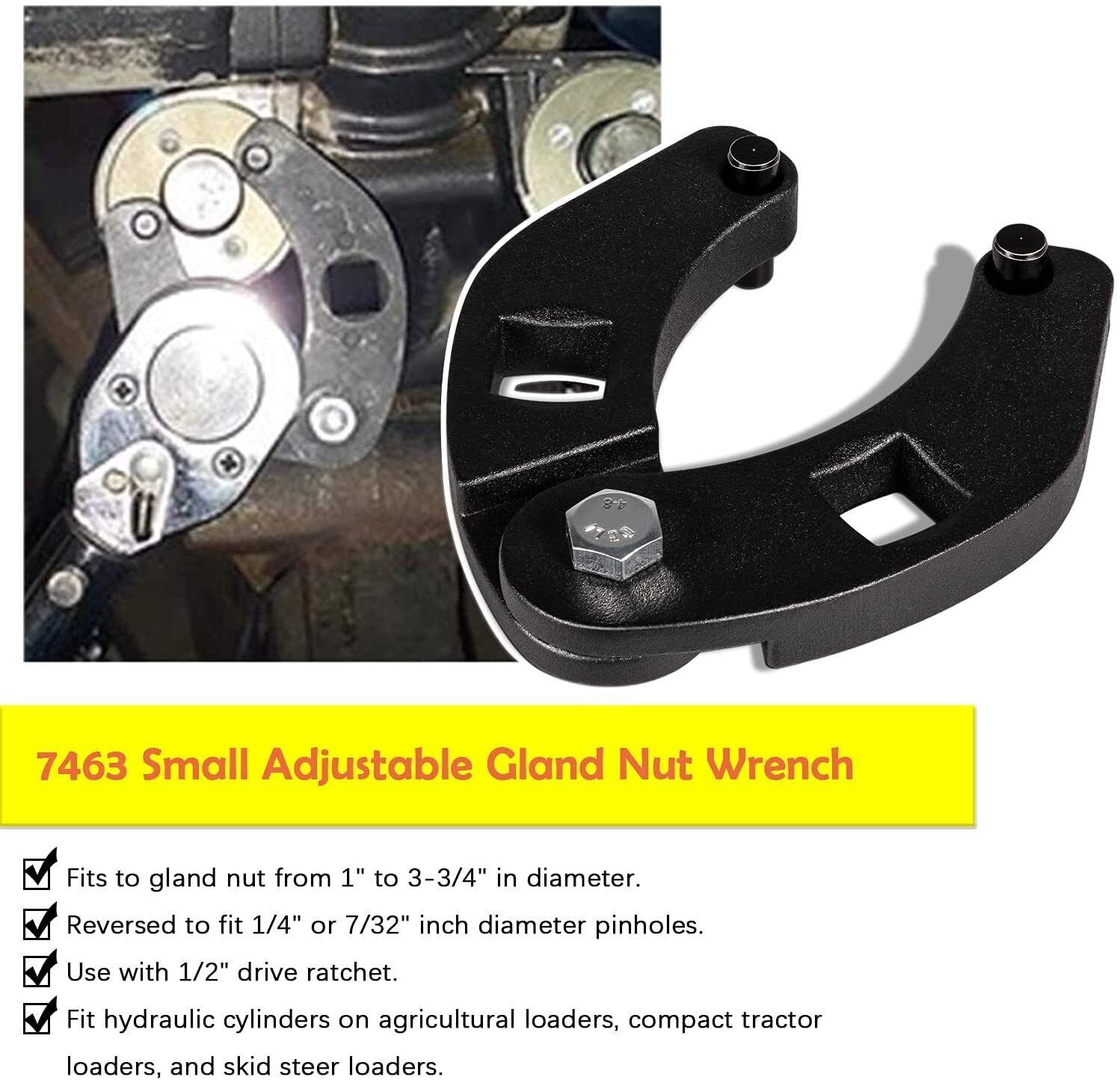 7463 Spanner Tool Set For Hydraulic Cylinders & 1266 Adjustable Gland Nut Wrench