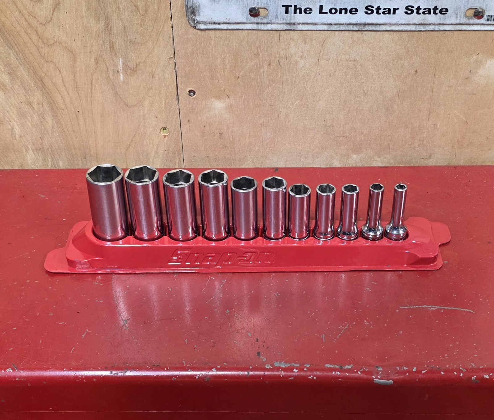 Snap-on 3/8″ Dr SAE 11pc Socket Set 1/4 5/16 3/8-7/8″ 6pt 211SFSYMagnetic Tray