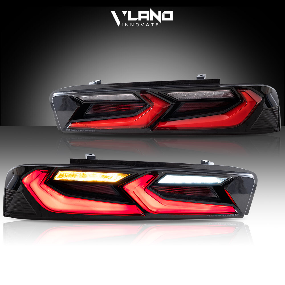 SET VLAND DRL FULL Smoked LED Tail Lights For Chevy Camaro 2016-2018 Assembly