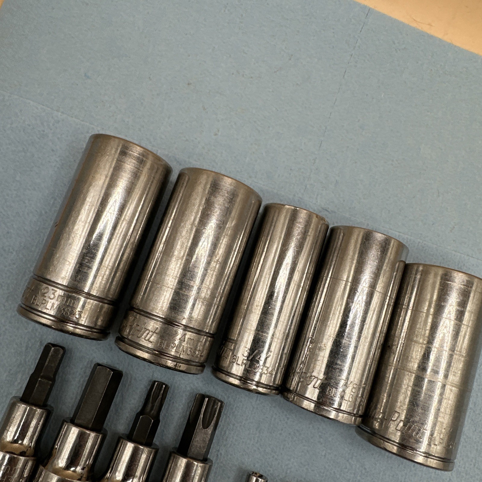 15 Pc Blue Point Sockets Lot In Decent Shape Mixed Sizes All 3/8” Drive