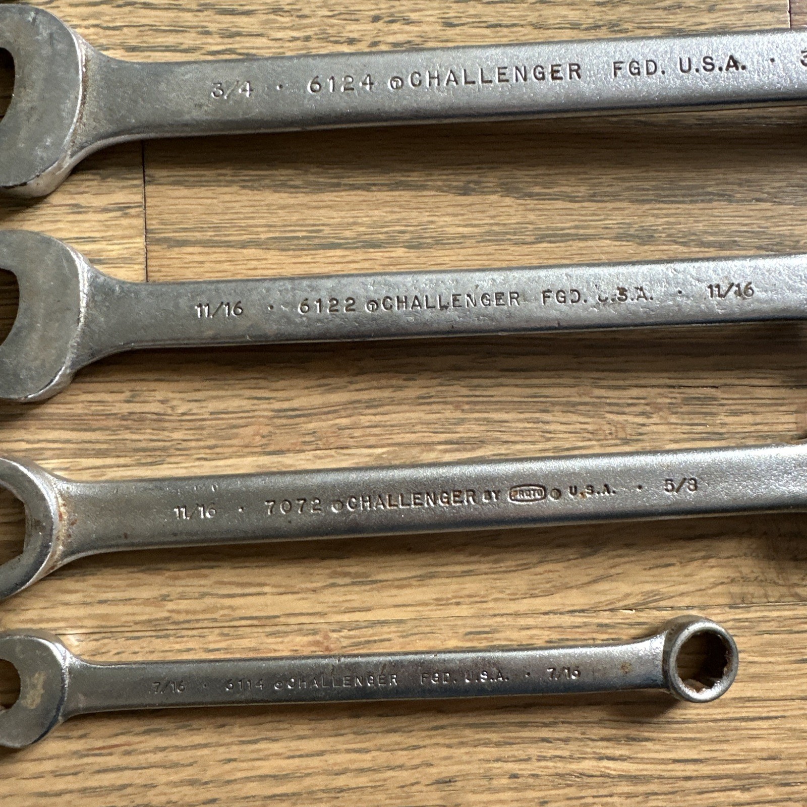 Challenger Proto SAE 8pc Combination End Wrench Set USA 1 15/16 7/8 13/16 3/4 +
