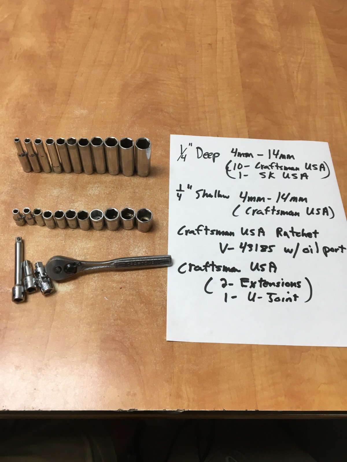 Craftsman USA 26 Pc 1/4″ Drive 6 Point Metric Deep And Shallow Socket Set