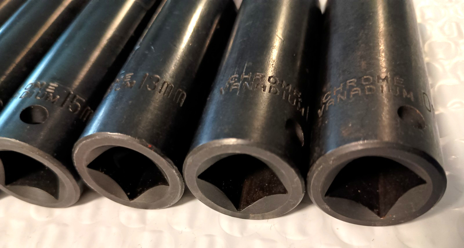 CHROME VANADIUM, 9 PC 1/2″ DR IMPACT SOCKET SET, 9 PCS. 10MM. to 24MM., 3″ DEEP