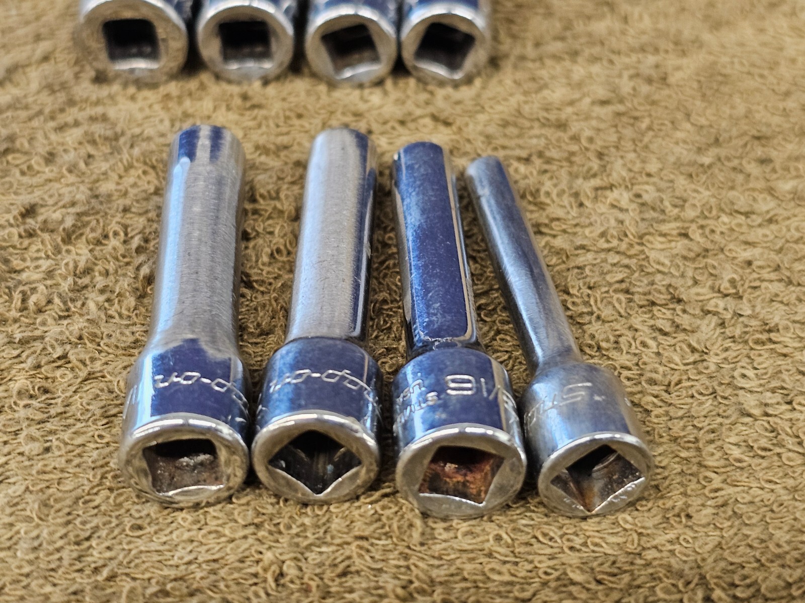 8 Snap on Deep Well Socket Set 1/4″ Drive Sae 7/16 3/8 11/32 5/16 7/32 3/16 STM