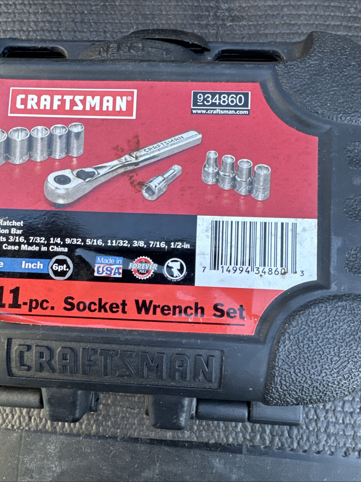 NOS Sears Craftsman USA 11-piece 1/4″ Drive Socket Wrench Set Case, 9-34860
