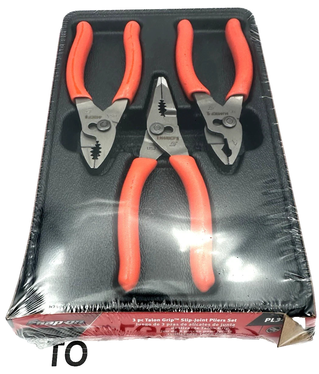 Snap-on Tools Orange 3pc Soft Grip Mini Slip Joint Pliers Set PL344BCF USA NEW