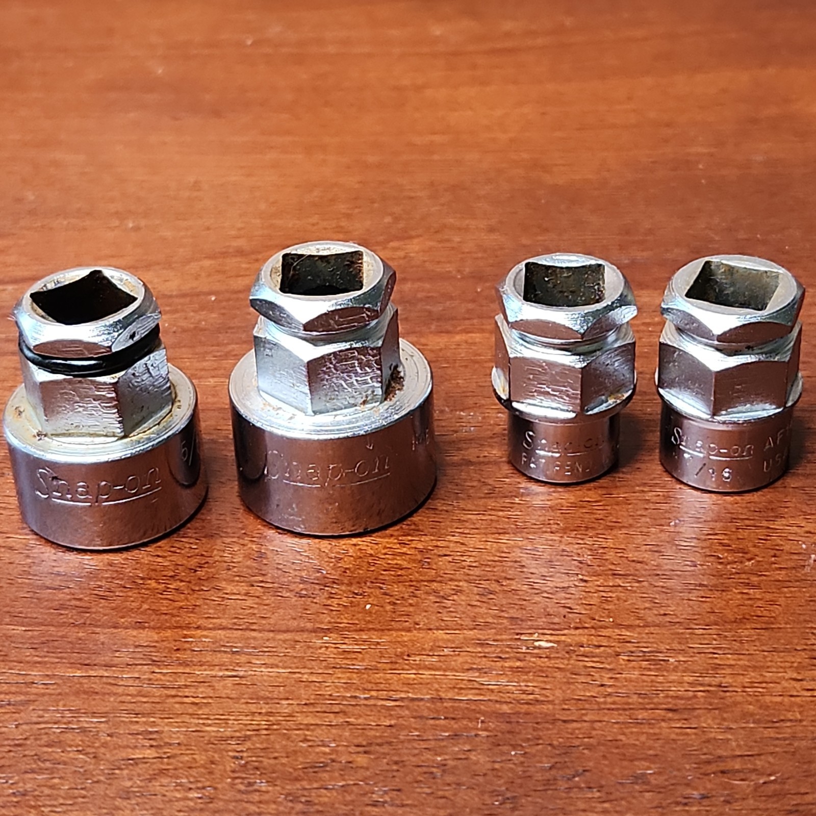 LOT OF 4 SNAP-ON PASS THRU THROUGH SOCKETS 5/8″, 11/16″, 3/8″ 7/16″
