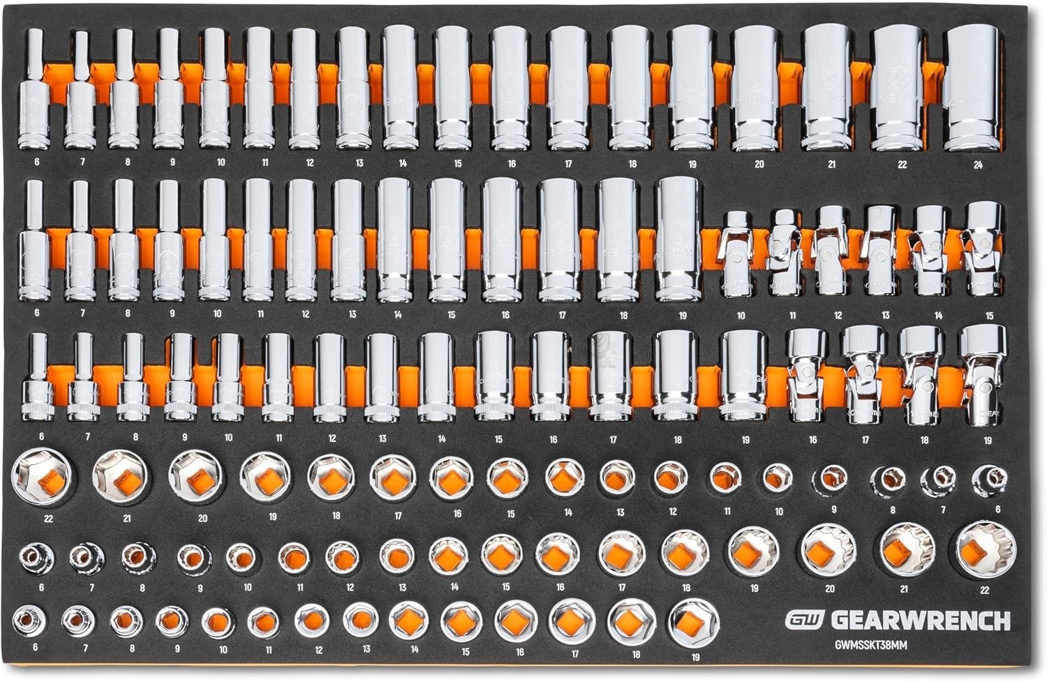 104 Piece 3/8” Drive Master Metric Socket Set in Foam Storage Tray – GWMSSKT38MM