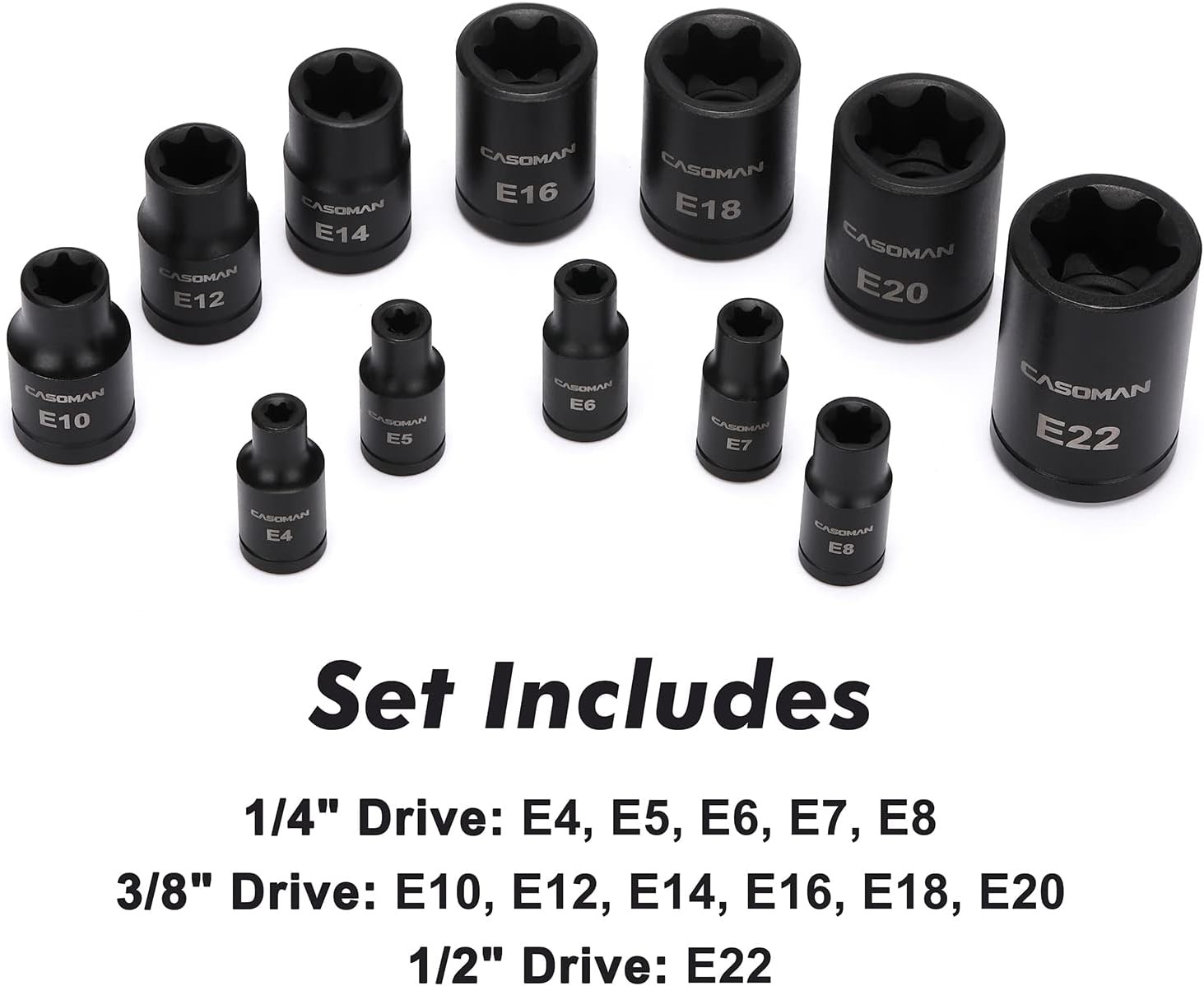 CASOMAN 25 Piece Torx Bit Socket and External 25Piece (T8-T60 & E4-E22)