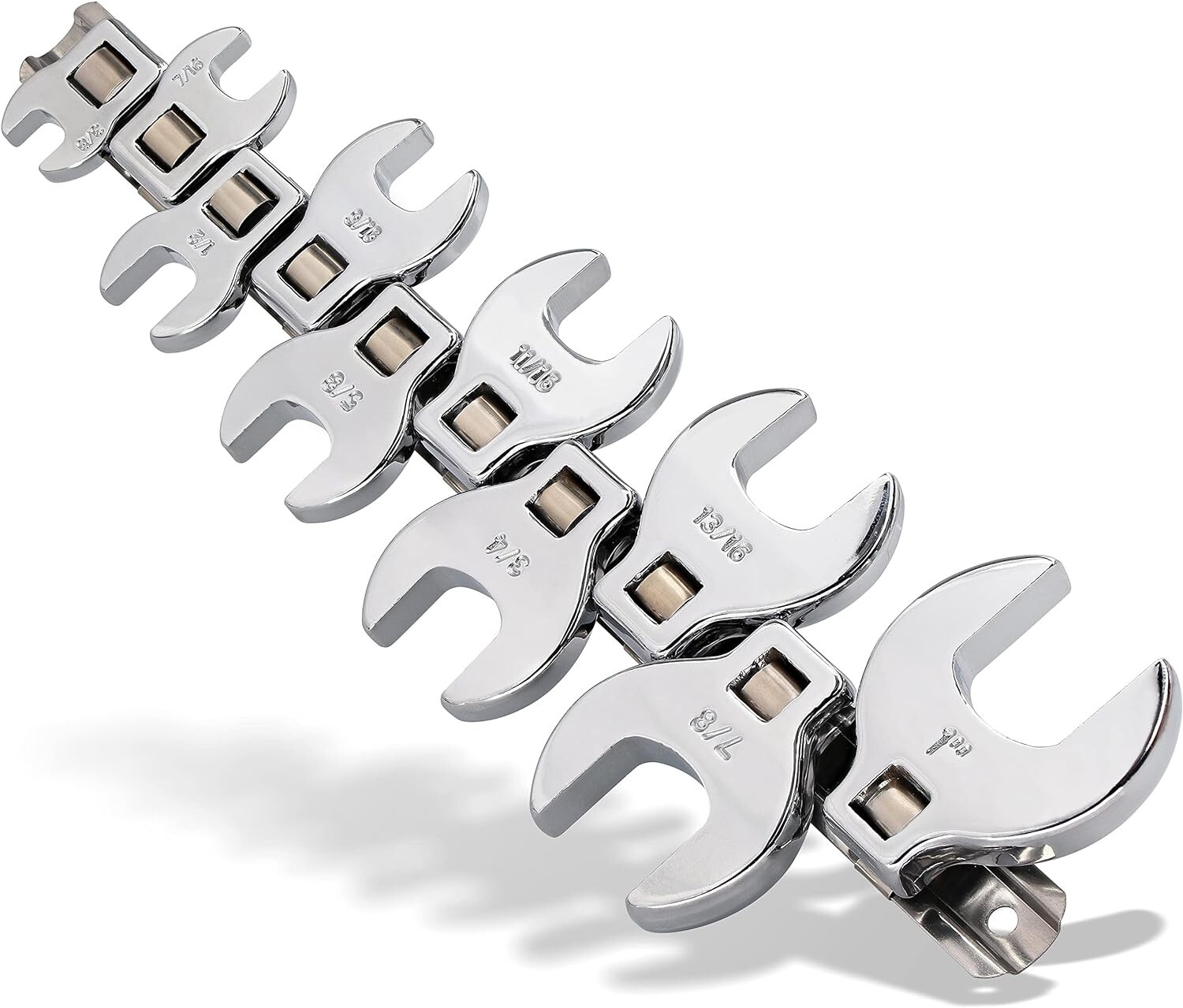 Durable SAE 10-Piece Crow Foot Wrench Kit with Clip Organizer for Mechanics