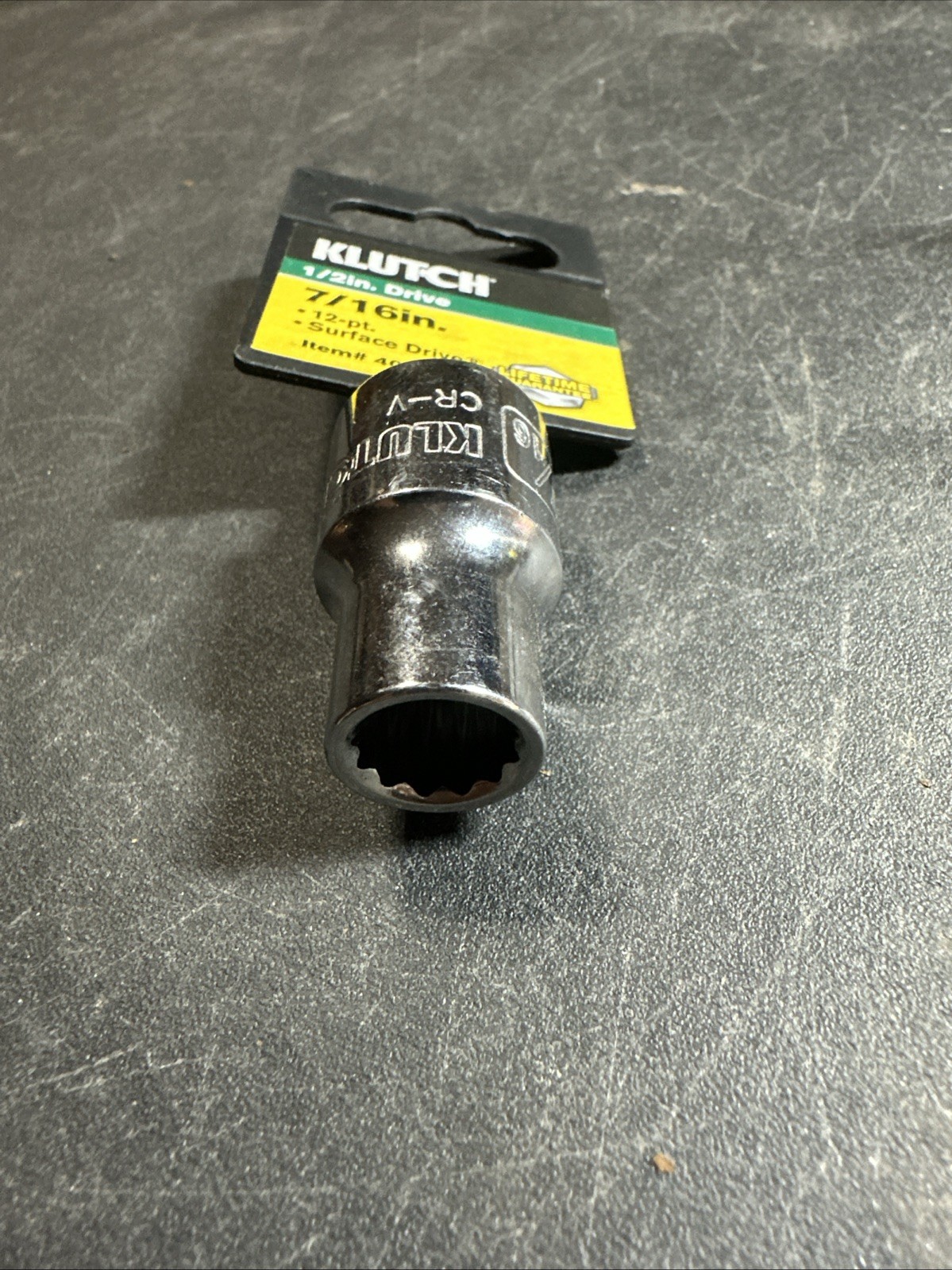 New Klutch 1/2 Drive 12pt 7/16” Chrome Sae Socket