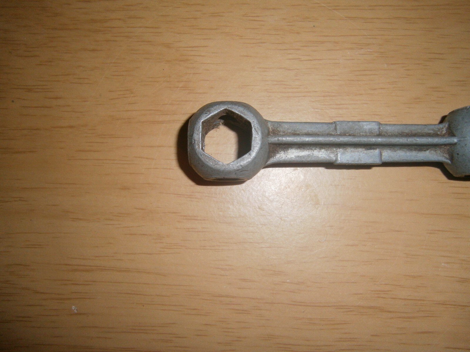 Vintage silver tone U.C.P. England multi spanner. 17mm end.(E6d)