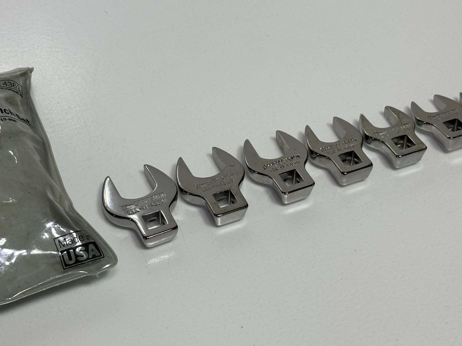 🇺🇸 Craftsman USA 4363 Metric 10mm-19mm Open-end Crowfoot Wrench Set 3/8″ Drive