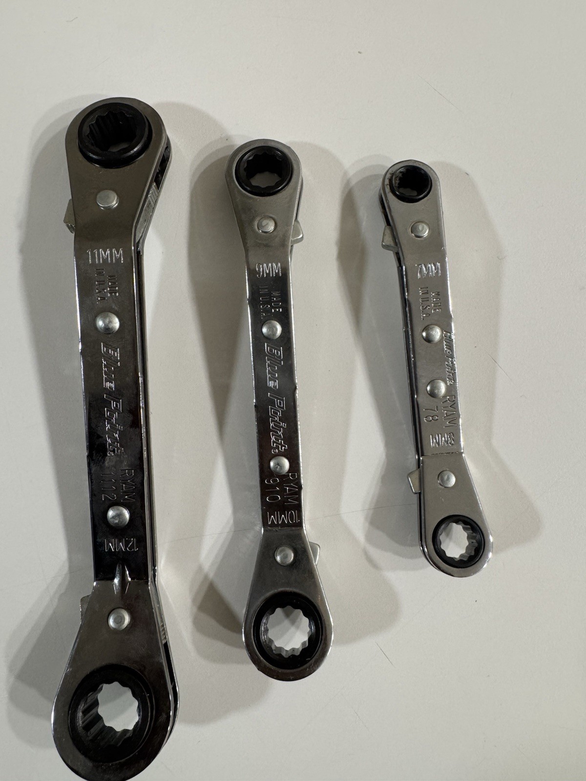Blue-Point 12 Points metric offset ratcheting wrench 5pc set. 7mm -17mm USA