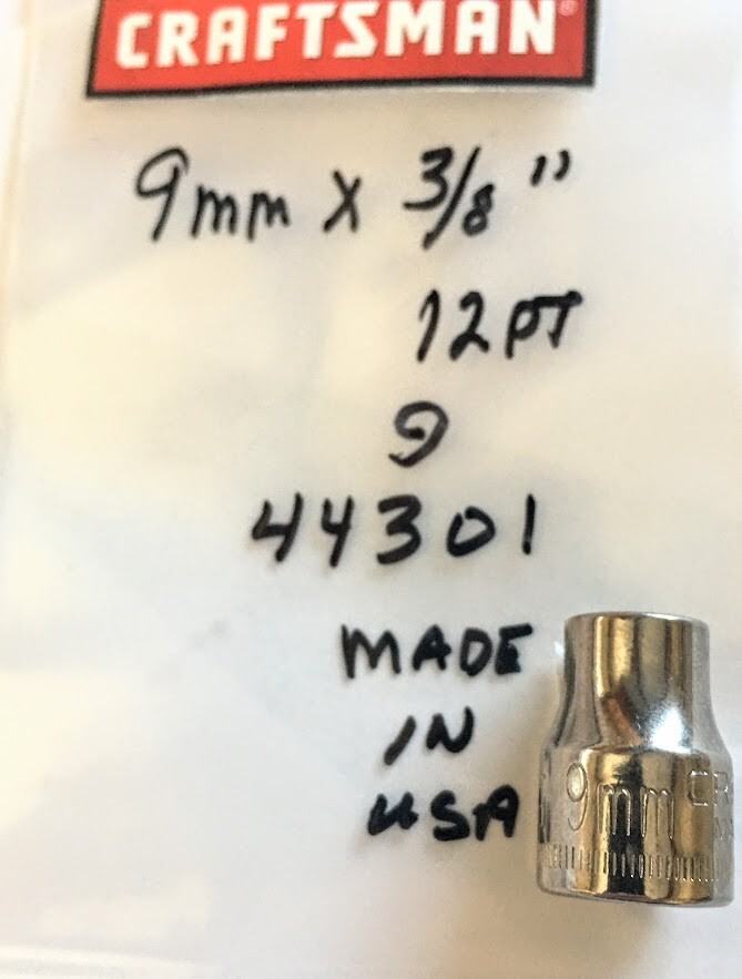 Craftsman 9 mm x 3/8″ Dr Socket G 44301 – 12 Pt – Made in USA – Free USA Ship